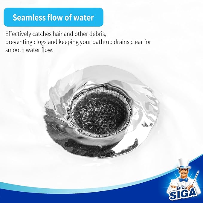MR.SIGA Bathtub Drain Strainer, Stainless Steel Shower Bathtub Drain Hair Catcher, Bathroom Sink Drain Strainer, 3 Pack
