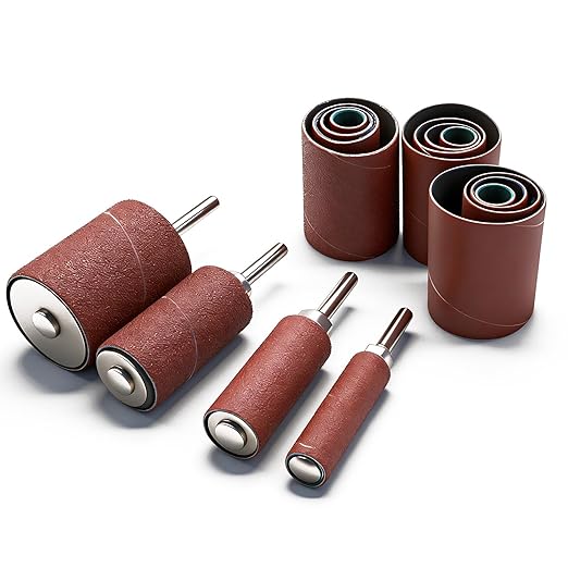 20Pcs Sanding Drums Kit for Drill & Drill Press,2-inch Aluminum Oxide Spindle Sander Sleeves (60/80/120/240 Grit) and 4 Rubber Sanding Drums,1/4-Inch Shank for Sanding,Smoothing, Metals,Wood