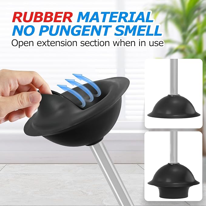 2 in 1 Toilet Plunger and Brush Set,Extended Handle Plunger,Toilet Bowl Brush Plunger Set,Bathroom Cleaning Tools,Cleaning Brush,Toilet Brush Plunger Combo,Charcoal Gray（20.8inch）