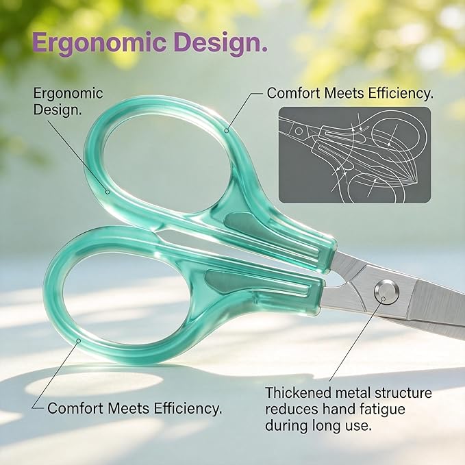 PAFASON Small Travel Embroidery Scissors Set Curved Straight Tip All Purpose for Quilting Sewing Knitting Crafting Cross Stitch Crochet Thread Yarn Paper Fabric Detail Multipurpose Cutting Safety Case