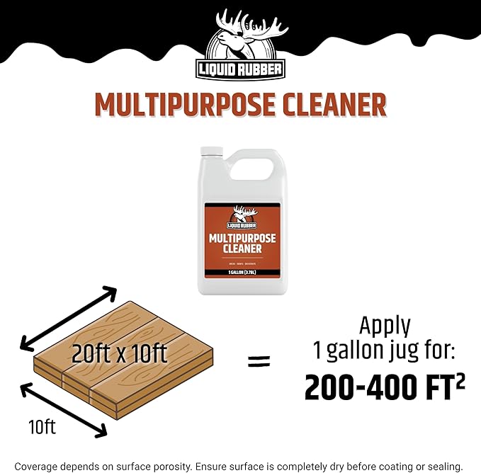 Liquid Rubber Multipurpose Outdoor Cleaner, Heavy Duty Surface Cleaner for Wood, Concrete, Brick, Vinyl, Roof, Driveway & Deck Prep, Fast Acting, 1 Gallon