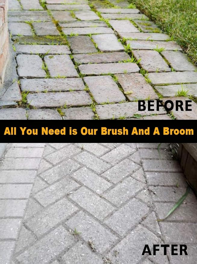 Moss Remover Deck Crevice Cleaning Tool- 2 Paver Brushes Tool for Weeding Between Pavers, Wire Brush with Weed Hook, Deck Cleaner, Crack Weeder, Patio Weed Remover Tool, Garden Weeding Tool (2)
