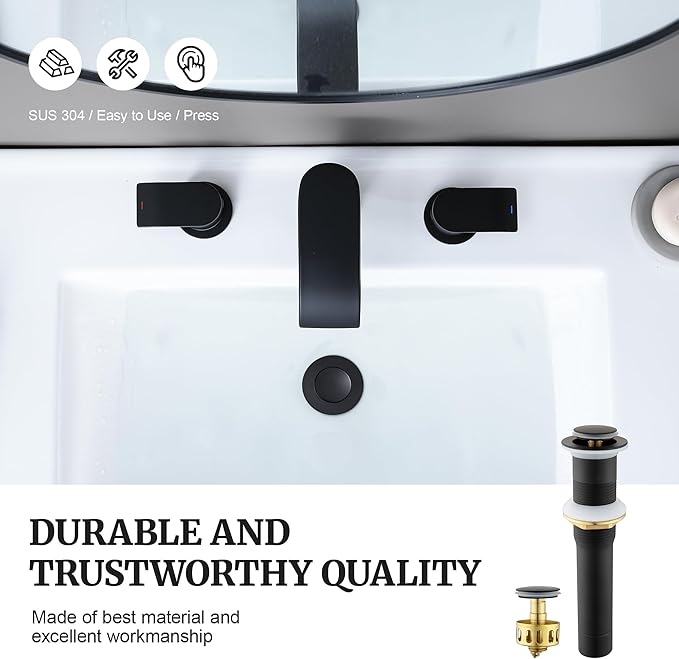 Pop up Sink Drain Stopper for Bathroom Vessel Vanity Sink Art Basin Matte Black, Small Cap Without Overflow, Metal Pop-up Drain Strainer with Detachable Basket Stopper