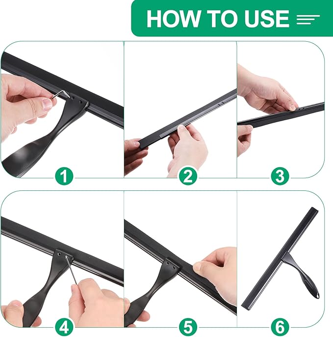 uxcell 2Pcs 14 Inch Window Glass Shower Doors Replacement, Squeegee Rubber for Window Glass Shower Doors Tile Wall Cleaning, White