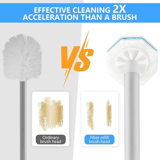 50 Count Disposable Toilet Bowl Wand Refills for Clorox, Upgraded Octagon Replacement Heads Compatible Clorox Toilet Wand Refills for Toilet and Bathroom Cleaning
