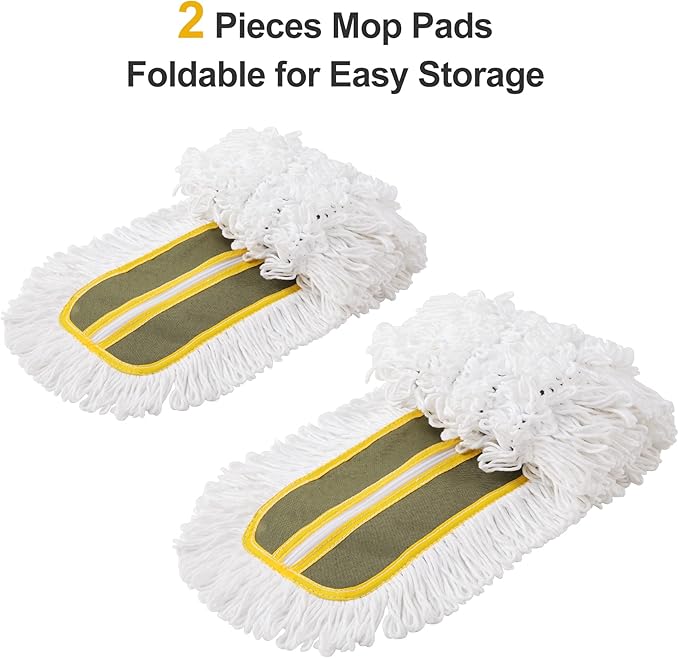 24" Commercial Dust Mop for Floor Cleaning, Heavy Duty Floor Mop with 59” Extendable Long Handle, Hotel Gym Garage Hospital Household Cleaning Supplies for Hardwood, Tiles, Marble Floors