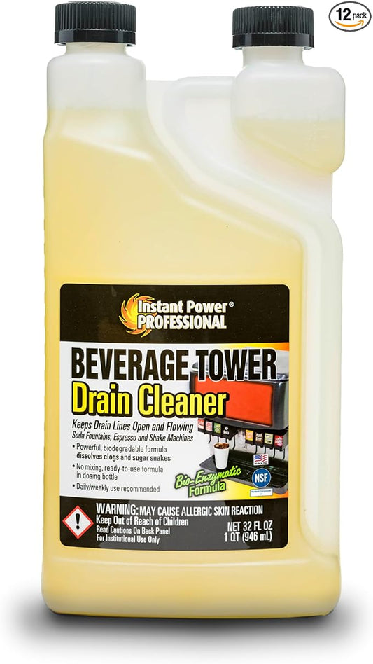 Instant Power Professional Beverage Tower Drain Cleaner, 32 Fl Oz, 12 Pack