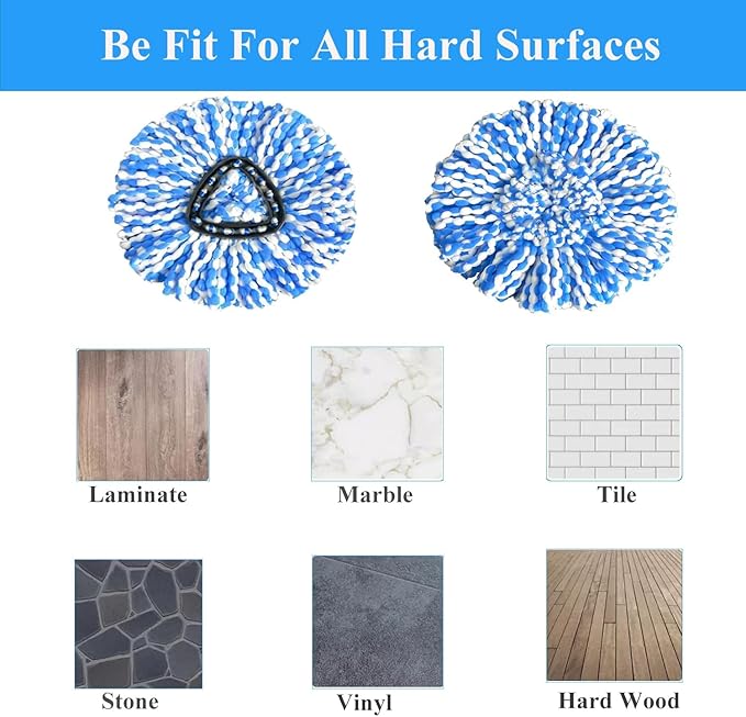 [ 5 Pack ]Mop Heads Replacements, Spin Mop Replacement Head Deep Cleaning Machine Washable and Easy-to-Replace,Spin Mop Refill Replacement Head 100% Microfiber,Mop Head Compatible with O Ceda EasyWrin
