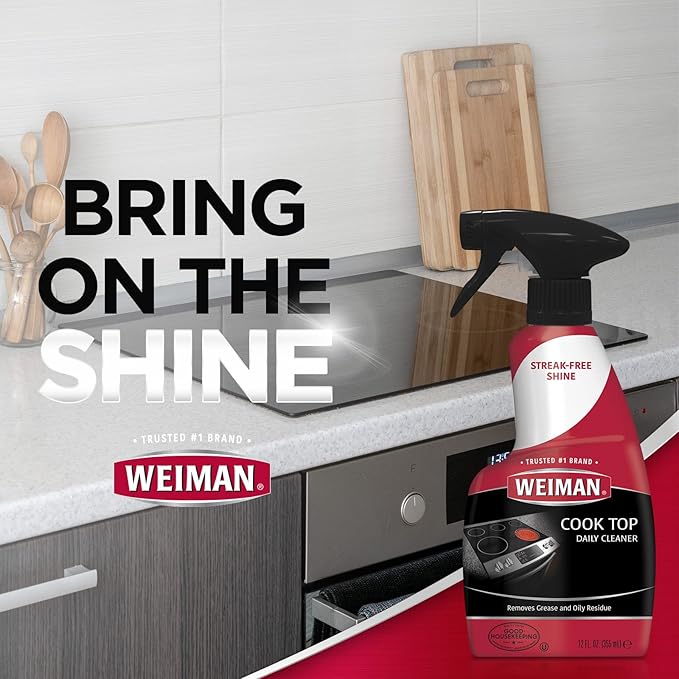 Weiman Cooktop Daily Cleaner & Polish For Ceramic; Glass; Induction Stovetops with Micro Fiber Buffing Towel Included; 12 oz 2 Pack
