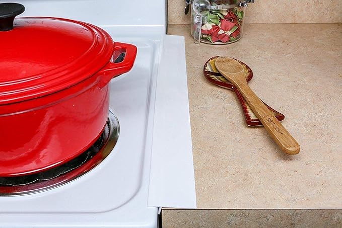 Silicone Stove gap covers, Oven Gap Fillers Seals Gaps Between Stove and Countertop, Easy to Install, Heat Resistant, 2 Pack (White, 21 inches)