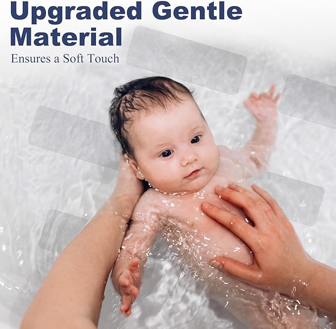 XXL Bathtub Non Slip Stickers with Strong Adhesive, Widen & Invisible Anti Slip Shower Strips with Scraper for Bath Tub, Shower Floor, Stairs,14 PCS