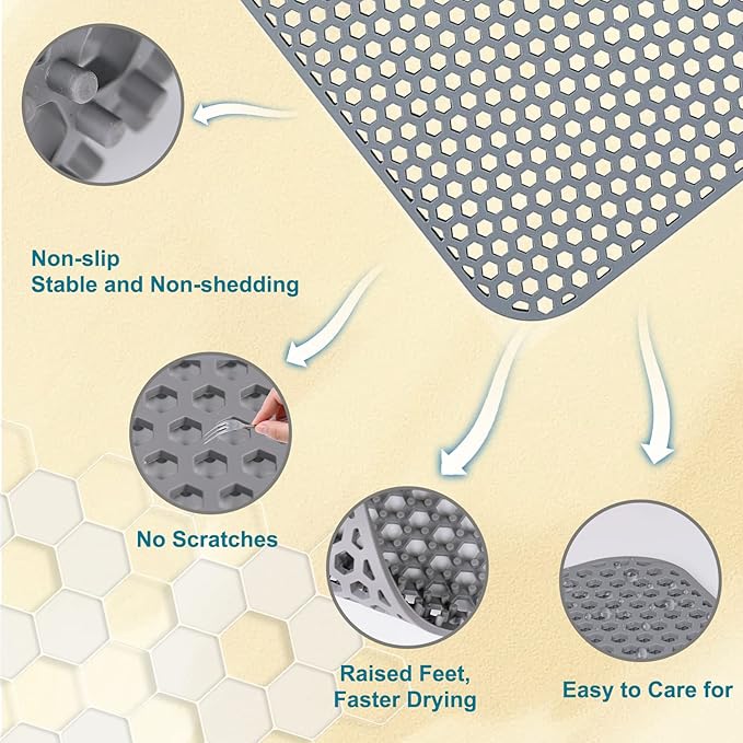 Silicone Sink Protectors for Kitchen Sink with Center Drain, 26'' x 14'' Kitchen Protector Accessory, Non-Slip Grid Mat for Bottom of Farmhouse Porcelain Stainless Steel (Center Hole)