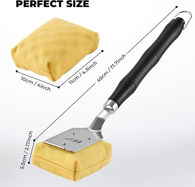 Bristle Free Steam Cleaning Grill Brush,1 Replaceable Head for Any Grate Type - 17” Long Handle w/One-Fit-All Scraper - BBQ Accessories Cleaner for Outdoor Grill - Gifts for Men/Dad