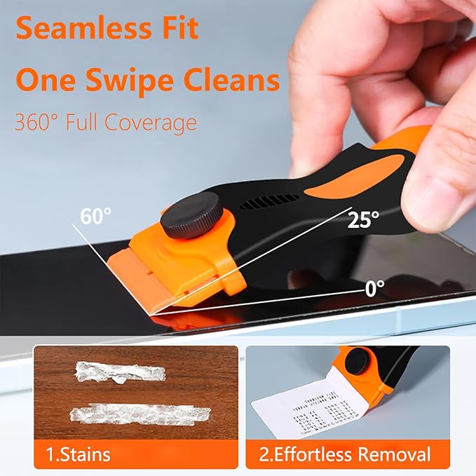 4 Pack Razor Blade Scraper Tool, Multi-Purpose Glass Scraper with 20 PCS Metal & Plastic Blades, Durable Cleaning Scraper for Windows, Stickers, Paint, Cooktops, and Adhesive Removal