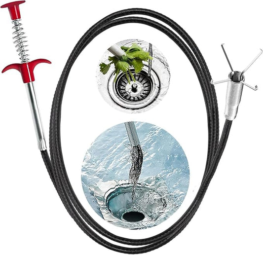 Drain Snake 76Inch, Unclog Drain Tool for Bathroom Sink, Shower, Bathtub, Car & Tight Spaces,Flexible Sink Snake Drain Cleaner Tool Set, Sink Declogger, Hair Puller from Drain