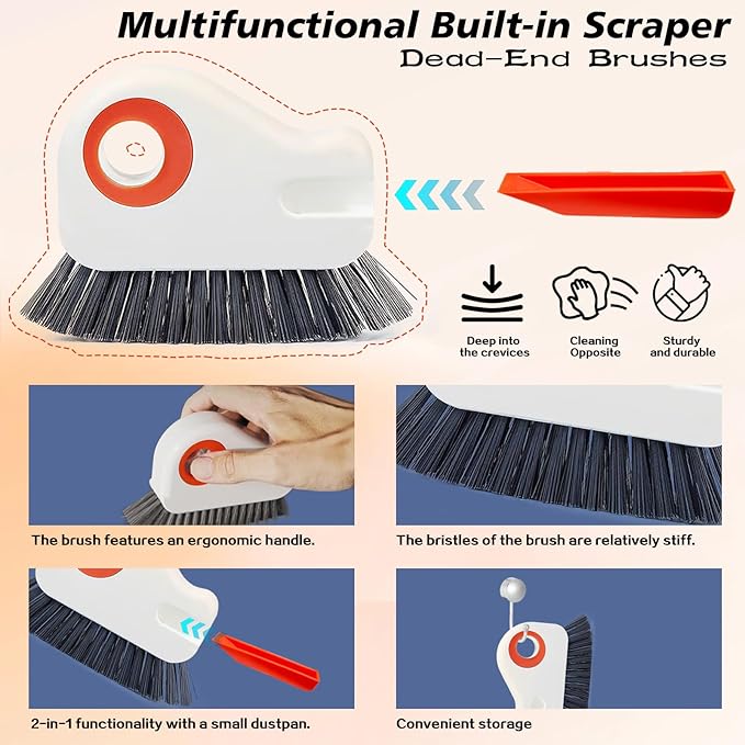 2 in 1 Groove Cleaning Brush, Easy to Store Window Track Cleaning Tools, Multifunction Window Track Cleaner, Track Cleaning Tools Suitable for Sliding Door Tracks, Shutter Door Window Track (Grey)