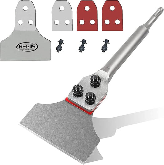 SDS Plus Floor Scraper 4 in. x 12 in. Wide Tile Flooring Adhesives Remover, Thinset Removal Tool Chisel Bit with Spare Blades for Rotary Hammer Drill