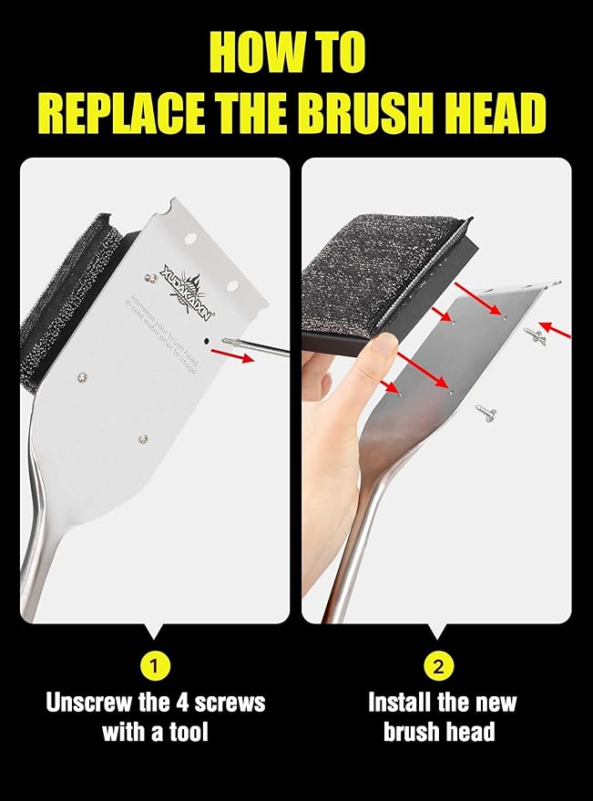 XUDAKAIXIN Bristle-Free Steam Grill Brush – No Bristle Shedding, with Replacement Head. Ultra-Safe & Efficient Cleaner for Cast Iron and Stainless Steel Outdoor Grills