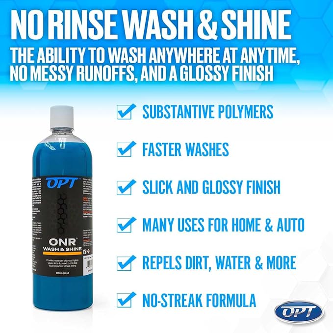 Optimum No Rinse Version 6 (32 Oz), Grit Guard Bucket Insert (Blue), and Big Red Sponge 2.0 (BRS) Car Cleaning Kit, ONR Rinseless Car Wash, Dirt Lock, and Professional Wash Sponge for Auto Detailing