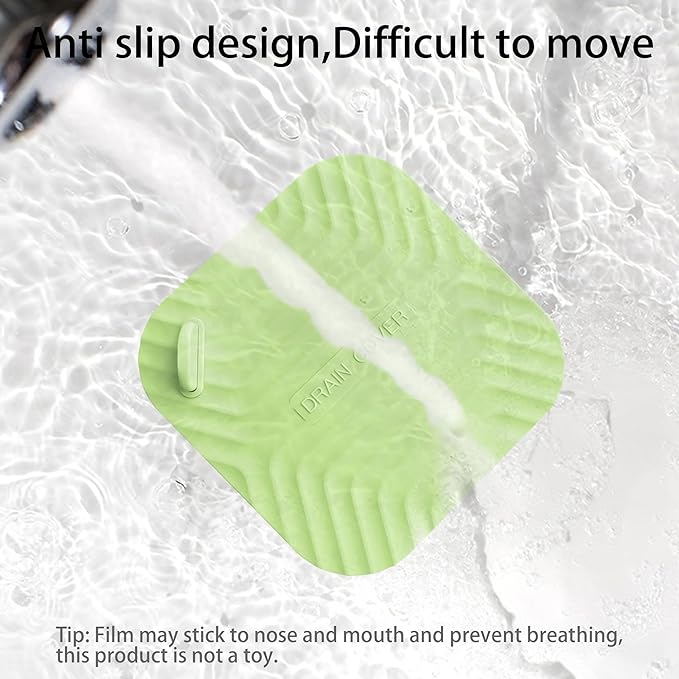 Shower Drain Cover Tub Stopper,2 Pieces Sewer Anti-Odor Mat Deodorizing Drain Plugs for Kitchen,Bathroom and Laundry(5.9x5.9 inch) Green