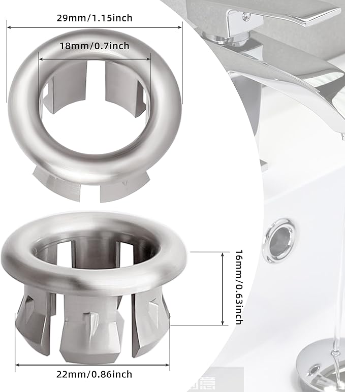 VRSS 6-Claw Bathroom Kitchen Sink Overflow Ring Basin Trim Cover Hole Insert in Caps (6Pcs Brushed Nickel)