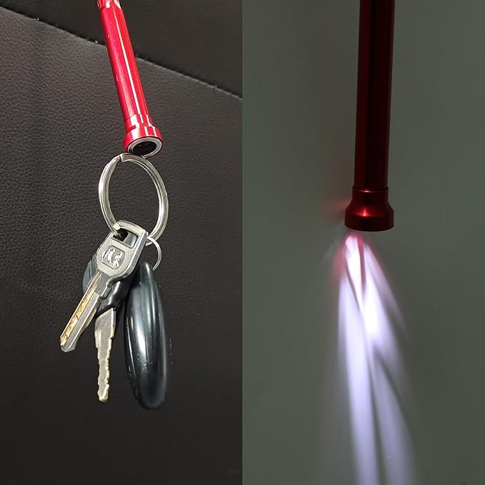 Claw Grabber Pickup Tool，24.4 in Claw Grabber Tool with LED Light Grabbing Tool Claw Grabber Pickup Tool for Litter Pick Home Sink Drain and Metal Small Items(Red)