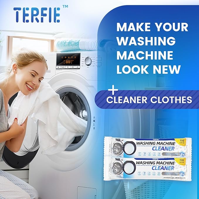 Washing Machine Cleaner Powder Deodorizer 12 Pack， For Deep Descaling, Cleaning Front-Loading & Top-Loading Washing Machine Drum Interiors And Drum Seal, Septic Tank Safe - 12 Month Supply