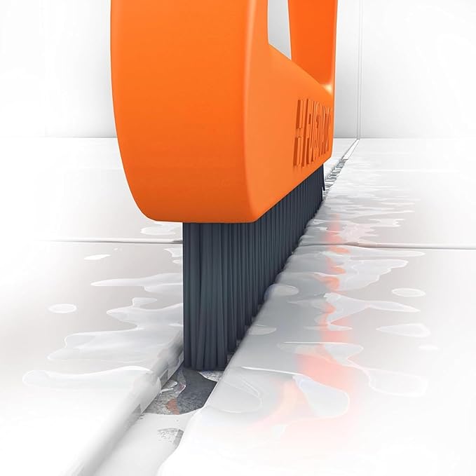 FUGINATOR® Grout Brush Orange/Gray - Ergonomic Heavy Duty Cleaning Brush for Bathroom, Shower & Kitchen - Deep Detail Scrubber for Wall & Floor Tiles, Crevices & Tight Spaces - Made in Germany
