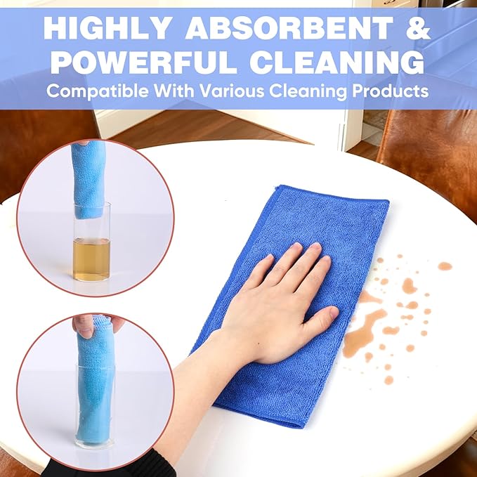 10 Colors Microfiber Cleaning Cloths, 150 Pack Assorted Cleaning Rags, Highly Absorbent Microfiber Towels for Car, Kitchen, Bathroom and Household Cleaning, 11.8"X11.8"