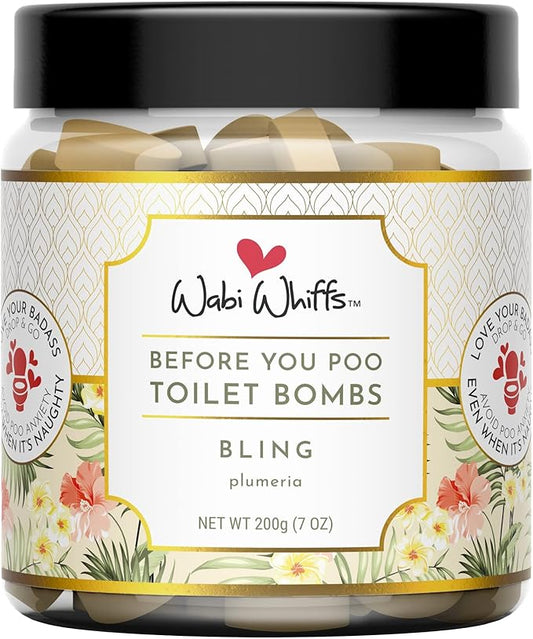Wabi Whiffs Fizzing Toilet Bombs – Bling | Natural Bathroom Deodorizer | Odor Eliminator Tablets For Freshness & Cleanliness | Eco-Friendly Septic Safe Tablets | 60 Count |