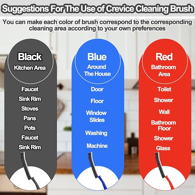 XANGNIER Hard Bristle Crevice Cleaning Brush,Multifunctional Gap Scrub Brush,Home Essentials,Bathroom Cleaner Tools for Household Use,Window,Toilet,Grout,Car,Kitchen Cleaning Brushes Gadgets,3 Pcs