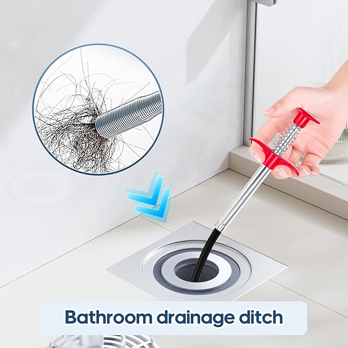 24''Flexible Grabber Claw, 4 Claws Drain Snake with Tweezers, Retractable Drain Clog Remover Tool, Bendable Hose Grabber Reacher Tool, Pickup Tool for Bath Tub, Toilet, Kitchen Sink & Sewer