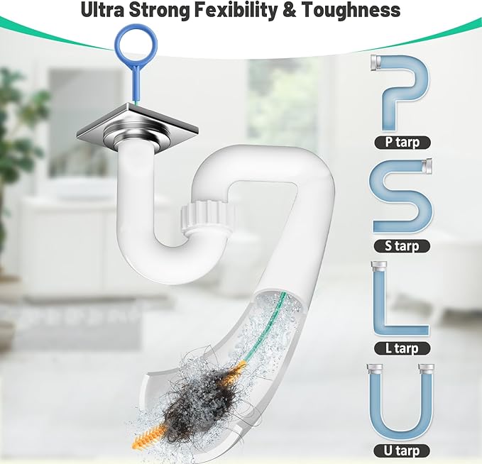 Reusable Drain Snake Hair Drain Clog Remover 30 Inch, 2026 Upgraded Sink Snake Drain Hair Removal Tool, Anti-Break Metal Shower Snake Drain Cleaner to Unclog Bathroom Sink, Tub, Shower Pipe(5 Pack)