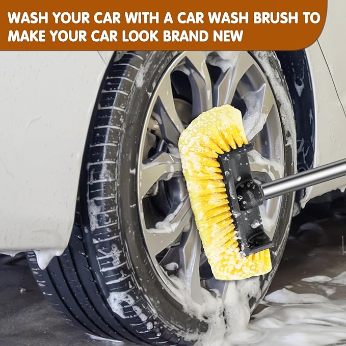 12" Car Wash Brush Head, Soft Bristle Scrub Brush, Large Durable Car Washing Brush, Wash Brushes for Vehicles, Auto, Truck, Boat, House Siding, Sweep Snow, Caravan, Solar Panel