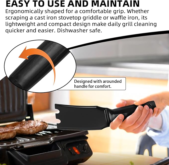 TonGass Upgrade Grill Scraper Compatible with George Foreman 1925B01B, Plastic Grill Spatula for George Foreman Indoor Grills & Most Other Indoor Grills with Grooves, Heat-Resistant & Durable