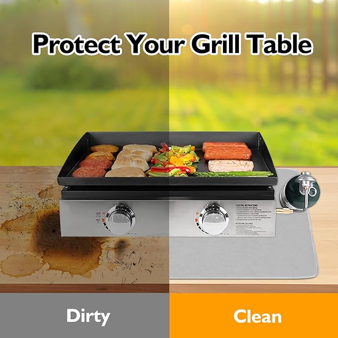 24 x 31in Fireproof Grill Mats for Outdoor Grill to Protect Your Grill Table - Heat Resistant Grill Table Mat - Waterproof & Oilproof BBQ Mat - Grey