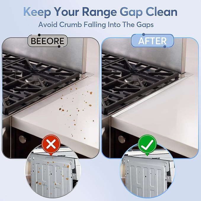 Stove Gap Covers, 2Pcs Stainless Steel Stove Guard, Adjustable Stove Gap Filler for Kitchen Counter Side Gap, 13.8" to 27.5" - White