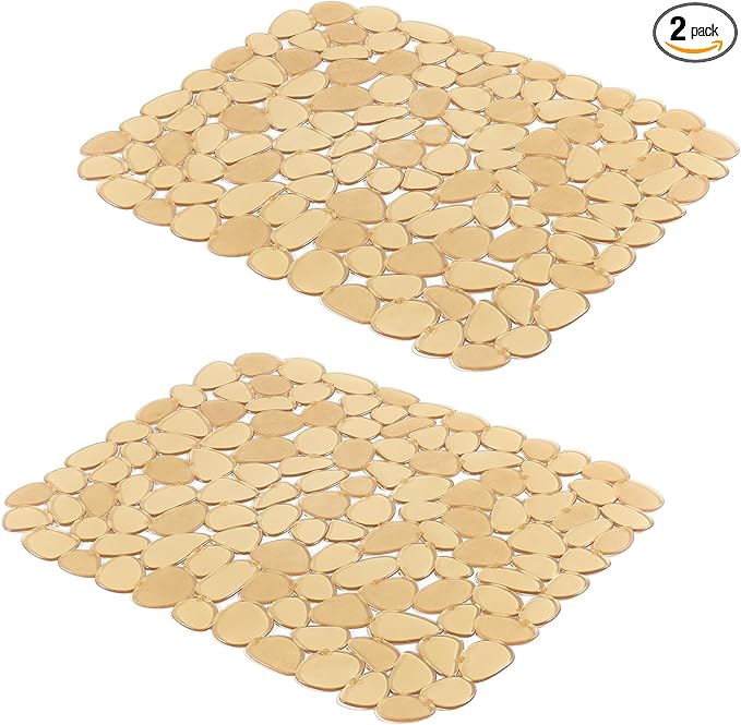 Yolife Pebble Sink Mats for Stainless Steel & Porcelain Sink, 2 PCS PVC Sink Saddle Protectors Kitchen Sink Mat for,Dishes and Glassware (Yellow-Brown)