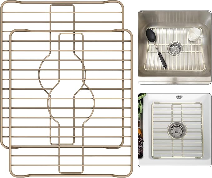 Better Houseware Sink Protectors for Kitchen Sink, Protective Metal Grid, 18.1x12.3x1 inches, Almond Kitchen Sink Mat to Shield Sink Base from Scratches, Rust-Resistant Coating, 2 pack, L
