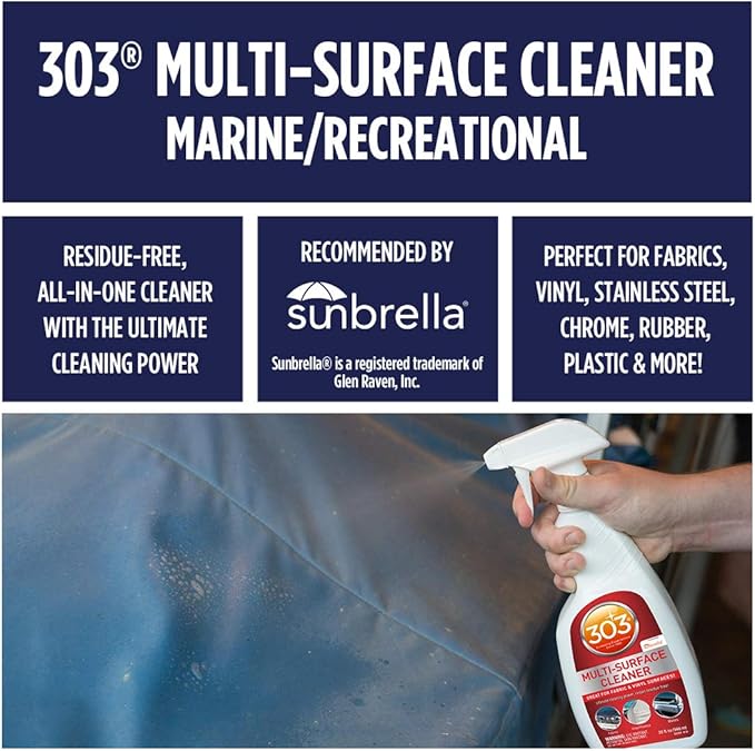 303 Products Marine Multi-Surface Cleaner, Boat Cleaner Spray for Vinyl, Canvas & Upholstery – Removes Dirt & Grime, Sunbrella Recommended, 32 oz