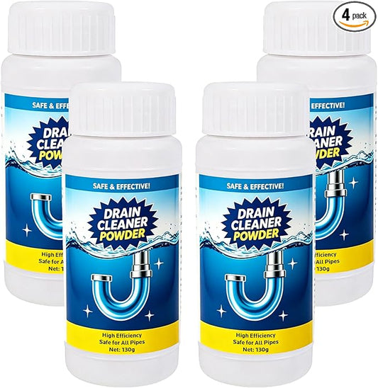 Sink and Drain Cleaner Powder: All-Purpose Pipe Opener for Kitchen Bathroom Pipes and Floor Drains – Reliable Drain Clog Remover for Home Plumbing Maintenance（4 pack）