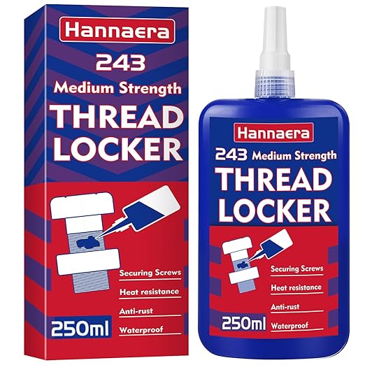 Thread Lock 8.45 Fl oz/250 ml Medium Strength, Lock & Seal Nuts, Bolts, Fasteners and Metals, Blue Threadlocker Against Losening and Leakage