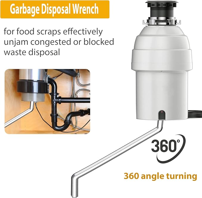 Garbage Disposal Wrench, Garbage Disposal Allen Wrench Tool Compatible with InSinkErator Garbage Disposal for Un-Jam/Food Garbage Disposal Fix Garbage Disposal Repair/Unclog Kitchen Sink, Silver