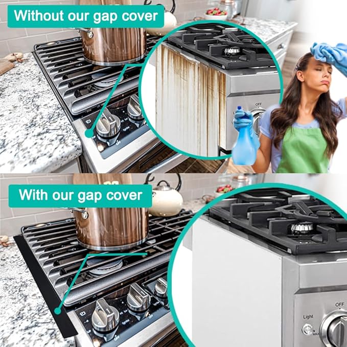 Mofason Stove Gap Covers, Kitchen Silicone Oven Gap Filler – 21 Inches Countertop Strips Gap Guard, Easy to Clean (Black)
