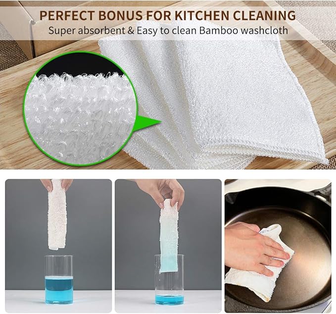 Herda Cast Iron Scrubber Scraper Tool Kit, 4Pieces Cast Iron Skillet Cleaner Cleaning Care Kit 316 Chain Mail Scrubber, Steel Skillet Brush Plastic Pan Scraper Set for Grill Griddle Pot Dish Food