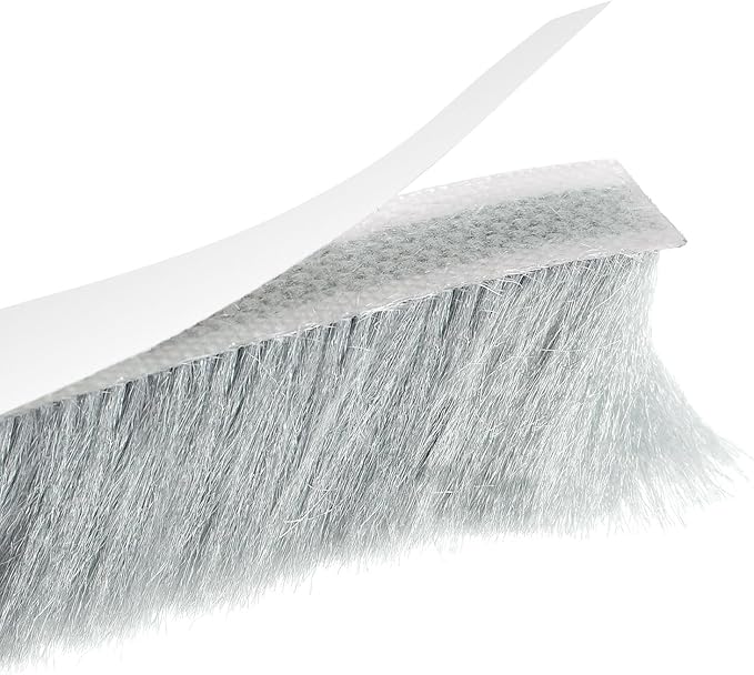 uxcell Weather Stripping Brush, 10ft L x 0.35" W x 0.9" H Self-Adhesive Seal Weatherstrip Sweep Brush Gray for Door Window