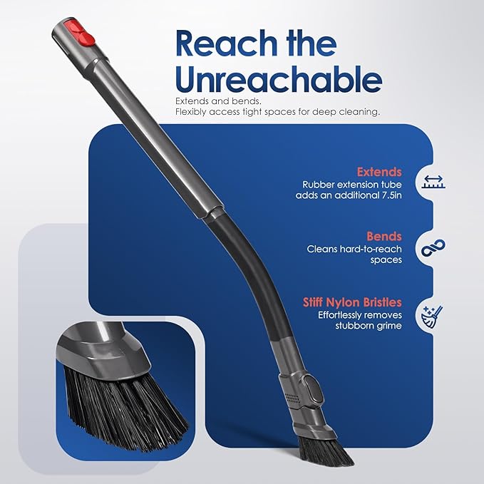 Extendable Flexible Crevice Tool Vacuum Attachments, 971433-01 Quick Release Slim Nozzle Attachment Compatible with Dyson V15 V12 V11 V10 V9 V8 V7 Gen5 G5 Vacuum Cleaner