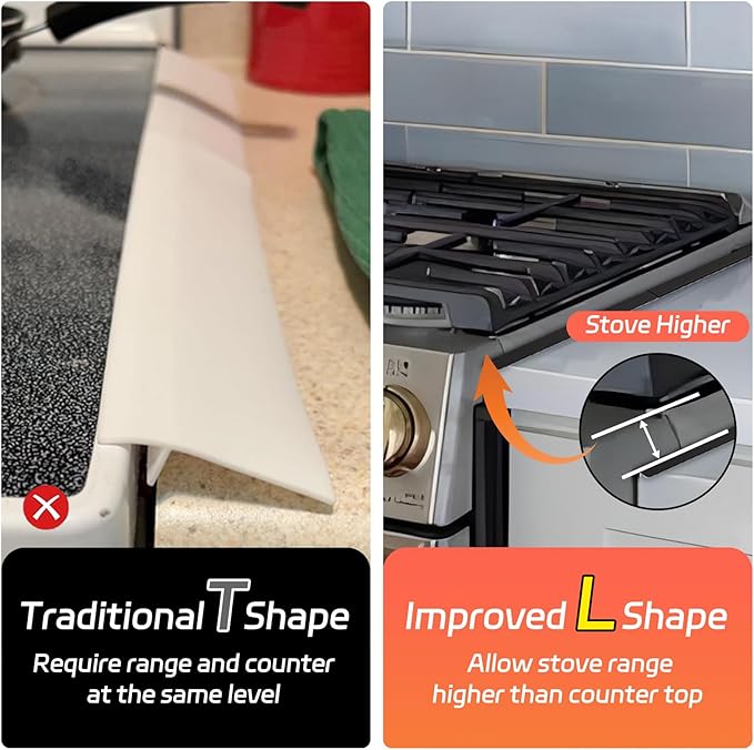 Stainless Steel Stove Gap Covers (2 Pack), Stove Gap Filler, Stove Counter Gap Guards for Kitchen, Range Trim Kit, Easy Clean with Heat Resistant, Adjustable Length 13.8” to 27.6”, Width 0.79"