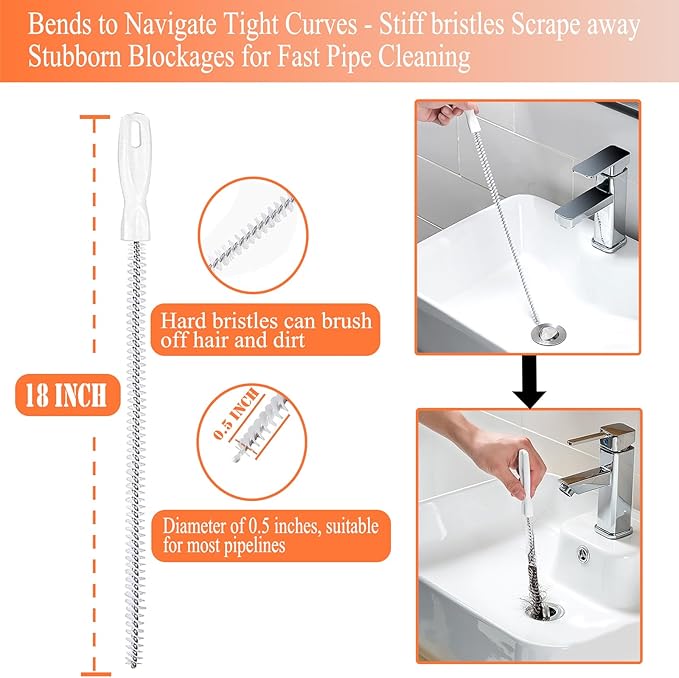 Drain Snake Auger (33 Feet), Plumbing Snake Drain Hair Clog Removal Tool, Heavy Duty Sink Unclogger Drain Cleaner Tool for Bathroom Kitchen Tub Shower with Gloves