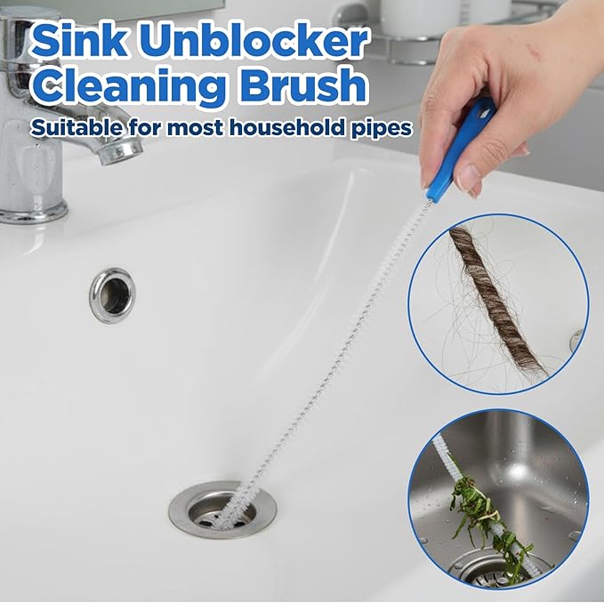 2Pcs 23.62Inch Sink Drain Clog Remover Tool, Ymapinc Toilet Shower Sink Snake Drain Brush, Lint Trap Cleaning Tools, Bathroom Bathtub Unclogger for Kitchen Plumbing